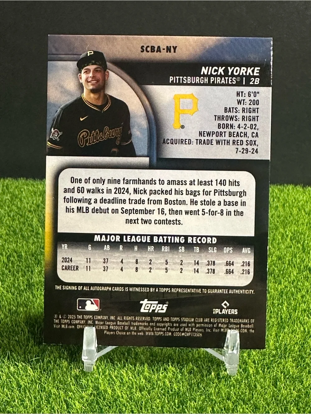 2025 Stadium Club Nick Yorke (RC) On Card Auto Pirates. - Picture 2 of 2